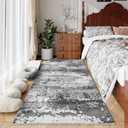 Rug Runners for Hallways Kitchen 2.6x8 Non Slip Washable Grey Entryway Runner Rugs with Rubber Backing 8ft Long Carpet Runner for Laundry Bedroom, Low Pile Stain & Fade Resistant, Abstract Gray