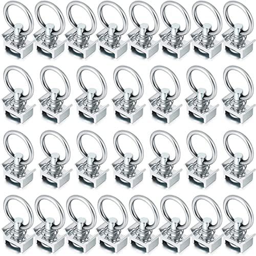 Hotop 10 Pcs Single Stud Fitting L Track 4,000LB Capacity with Stainless Steel Round Ring Aluminum Keeper Cargo Control for Airline Track Logistic Installation