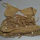 EHSUYAB Womens Sexy Two Piece Cover Up Skirt Set, Backless Shell Boho Crochet Swimsuit Coverup, Summer Beach Vacation Outfits (Beige, L)