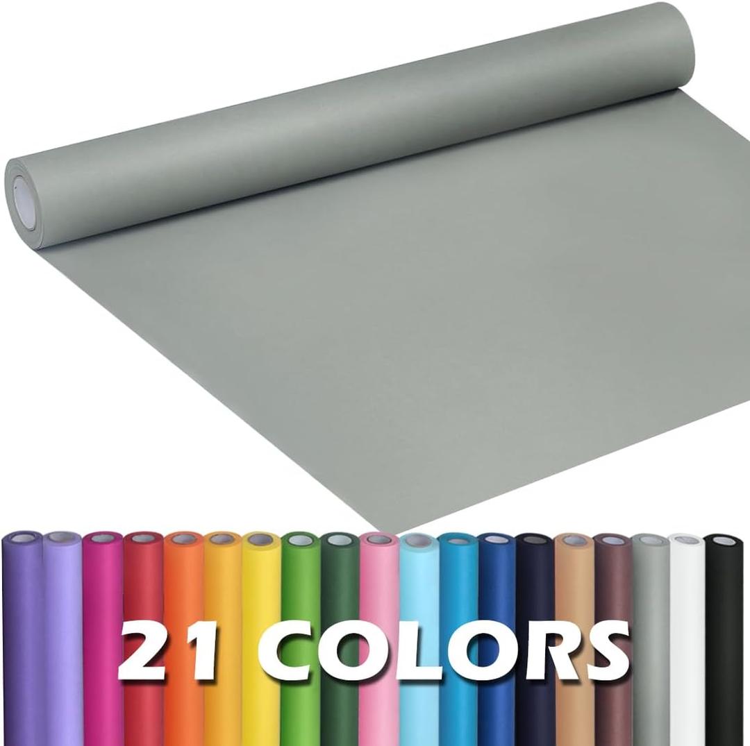 PerkHomy Light Grey Kraft Paper Roll 17.5" x 960" (80') for Gift Wrapping Bouquet Flower Art Painting Craft Writing Packaging Shipping 80GSM 55LB (Light Grey, 17.5" x 80')