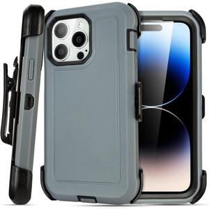 Shockproof Case for iPhone 14 Pro Max Case with Belt Clip, for iPhone 14 Pro Max Heavy Duty Cases, Anti-Drop,3 Layers of Sturdy, for Protection iPhone14ProMax Cases, Grey