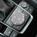 CONGCONG for Mazda Accessories Volume Multimedia Knobs Decals Bling Crystal Accessory Interior Knob Cover Compatible with Mazda 3/CX-30 (Multimedia knob Large)