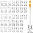 48 Pcs Clear Glass Taper Candle Holders Bulk, 2.5 Inch Small Candlestick Stands, Elegant Table Centerpieces for Wedding, Christmas, Valentines Day, Party, Home and Dining Room Decorations (Clear)