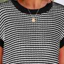 PRETTYGARDEN Womens Short Sleeve Sweater Spring Summer 2026 Round Neck Striped Pullover Cap Sleeve Knit Sweater Vest Tops (Black, S)
