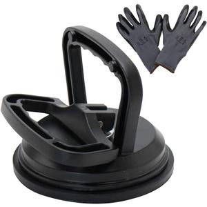 MAKERELE Powerful Aluminum Alloy Glass Suction Cup Small Handle Lifter 4.8",for Glass/Window/Tiles/Mirror/Granite Lifting,Double Handle Locking,Black