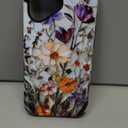 LUHOURI for iPhone 17 Case,Wireless Charging Compatible,Dual-Layer - Soft Silicone Inner + Hard Outer Shell,Cute Wildflower Design,Protective Phone Cover for Women - Marble Pressed Flowers