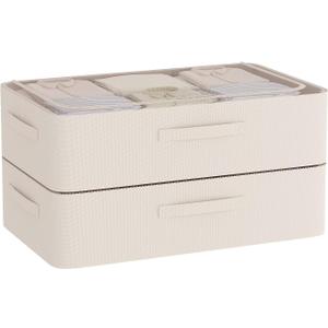 Under Bed Storage Bins Frame Storage Box Oxford Fabric Sturdy Underbed Container Foldable Stackable Large Capacity Clothes Organizer (23.5x15.7x6.3, Beige)