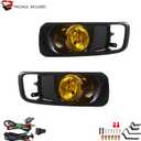 Fog Lights Assembly for 1999 2000 Honda Civic Replacement Lamps Kit with Wiring And Switch H3 12V 55W Halogen Bulbs Yellow Lens