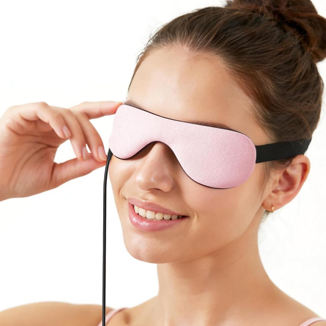 Heated Eye Mask Warm Compress for Dry Eyes, USB Electric Heating Pad for Stye & Chalazion Eye Treatment, Eye Sleep Mask for Dark Circles and Puffiness Relief (Pink)