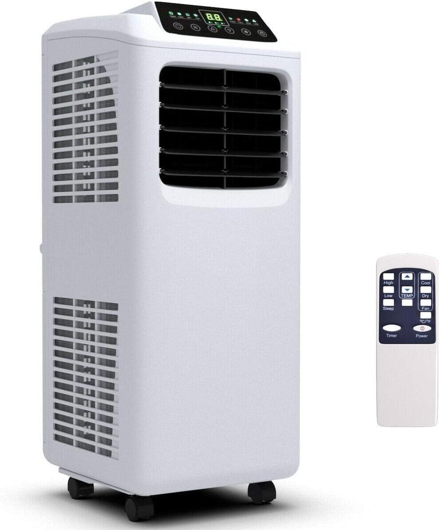 8000 BTU Portable Air Conditioner, 3-in-1 Air Cooler w/Built-in Dehumidifier, Fan Mode, Sleep Mode, Remote Control& LED Display, Rooms Up to 230+ Sq. ft, for Home Office (White and Black)