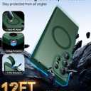 CANSHN Designed for Samsung Galaxy S22 Ultra Case [Full Camera Protection] [Compatible with MagSafe] Translucent Matte Shockproof Protective Phone Cover 6.8 Inch - Deep Green