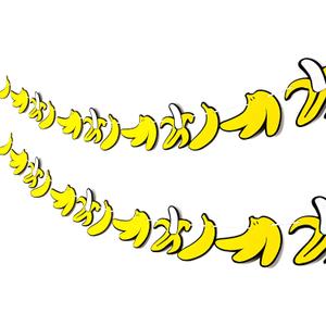 2pcs Banana Party Banner Yellow Banana Garland Twotti Frutti Banners Decor Tropical Fruit Party Supplies for Birthday