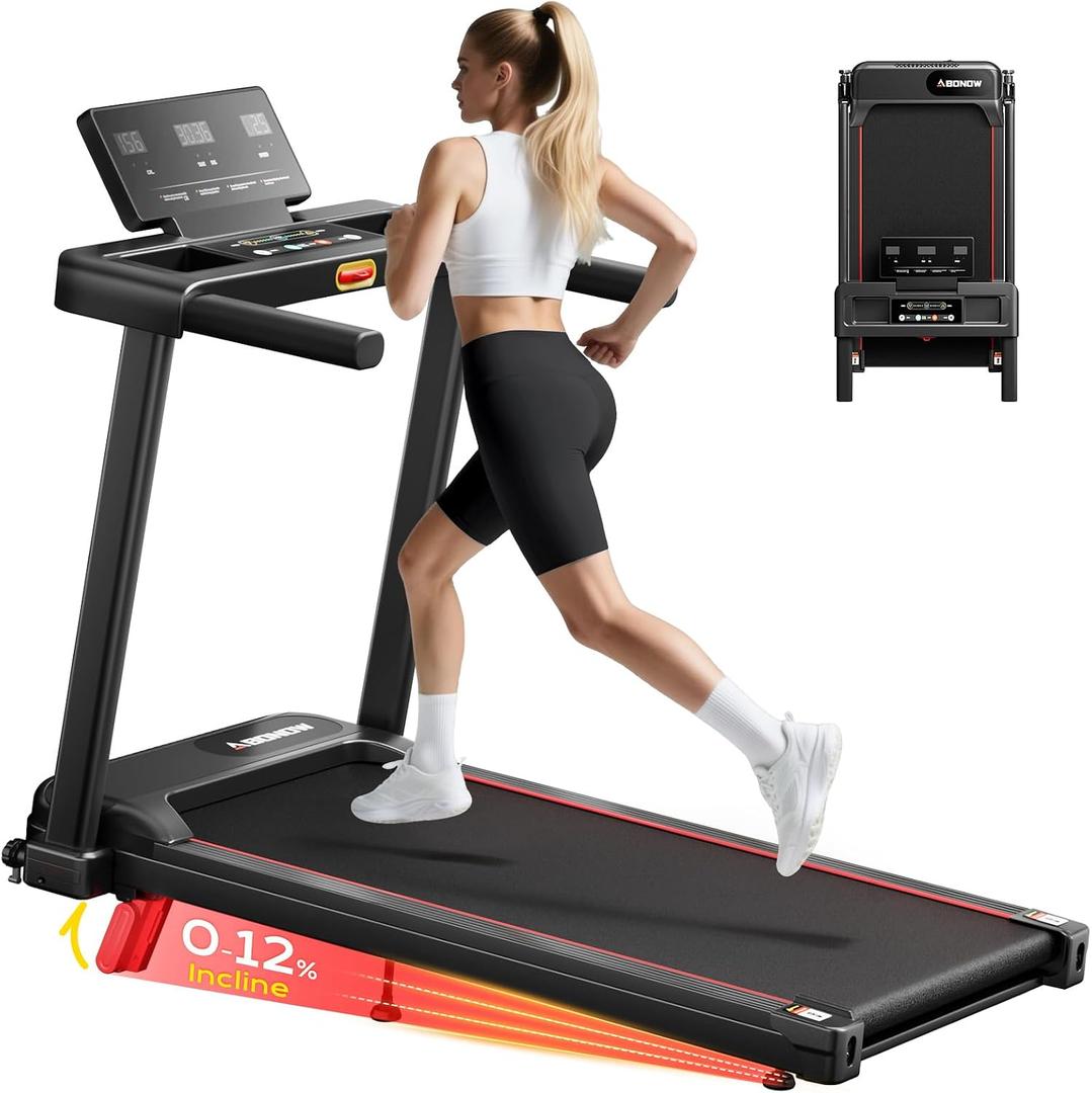 Abonow Foldable Treadmill for Home Small with Incline - 3.0HP Quiet Walking Pad Treadmill with Handles, 300LBS Capacity, Home Office 3-in-1 Portable Treadmills for Running Jogging Walking