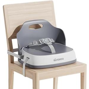 UBRAVOO Baby Booster Seats, Toddler Booster Seat for Dining Table with Adjustable Straps, Portable Compact Portable Baby Chair for Dining and Travel (Grey)