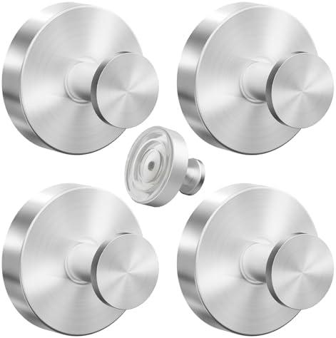 Pack of2  VEHHE 4 Pack Heavy Duty No-Drill Stainless Steel Shower Hooks for Inside Shower with Super Sticky Silicone Base, Easy Installation Suction Hooks (Silver)