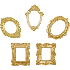 Mini gold frames Mini frame Small Picture Frames Magnetic Picture Frames for Refrigerator Vintage Picture frames Antique Vintage gold frame Jewelry Display Photo Frame Christmas Decor(5pcsGold)