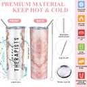 6 Pcs Speech Therapy Gifts Slp Gift for Speech Language Pathologist 20 oz Tumbler Makeup Bag A6 Notebook Ballpoint Pen Slp Graduation Appreciation Gift for Teacher Therapist Birthday(Pink)