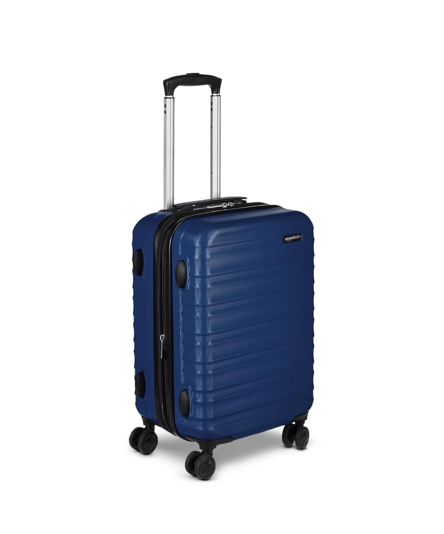 Amazon Basics 21" Hardside Carry-On Luggage, Hardshell Suitcase With Wheels, Expandable For Up to 25% More Space, With Scratch-Resistant Surface, Four Multi-directional Wheels, Navy Blue