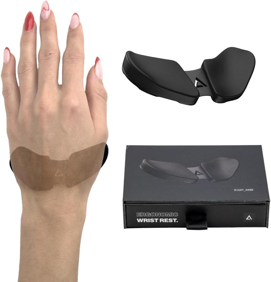 DELTAHUB Carpio 2.0 - Left-Handed Truly Ergonomic Wrist Rest for Mouse, Carpal Tunnel Support, Pain Relief, Anti-Fatigue, Easy Glide, Sleek, Office Computer, Laptop, Gaming - Small, Black