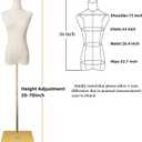 EaseHome Dress Form Mannequin Body, 50”-70” Height Adjustable Female Beige Linen Fabric Manikin Torso, Model Display Body Stand with Detachable Silver Metal Bracket and Rectangular Base
