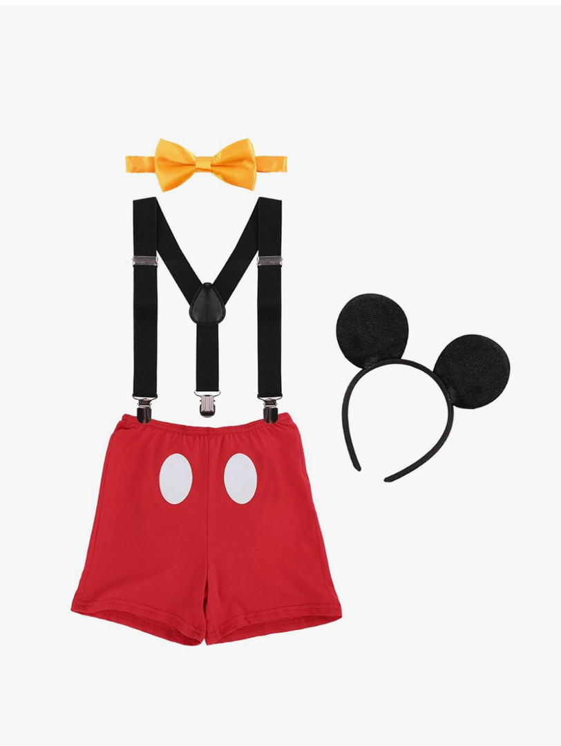 Baby Boys First Birthday 1st/2nd/3rd Costume Cake Smash Outfits Y Back Suspenders Bloomers Bowtie Set Mouse Ear Size 90