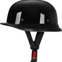 Yesmotor Helmet Half Shell German Motorcycle Helmet with Cycling Glasses - DOT Approved (XX-Large, Light Black & Black)