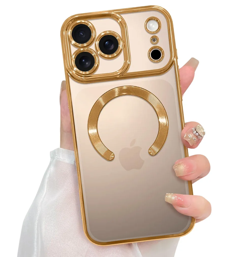 ZIYE Magnetic Case Made for iPhone 17 Pro 6.3 Inch [Compatible with MagSafe] Soft TPU Slim Phone Cover Anti-Scratch Drop Protection Clear Phone Case for Women Men, Desert Titanium