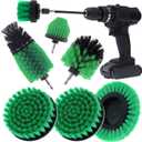 8 Pcs Drill Brush Attachment Set, Power Cleaning Scrub Brush Kit with Extend Long Attachment, All Purpose Drill Scrub Brushes for Car, Grout, Floor, Tub, Bathroom and Kitchen (Green)