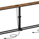 HOOBRO Narrow Console Table Set of 2 with Charging Station, Adjustable Height Sofa Table (25''-32.9''), Slim Behind Couch Table for Small Spaces, Entryway, Living Room, 78.8" Rustic Brown BF95UXGP201