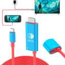 Switch 2 Dock Station HDMI Cable Adapter 4K@60Hz 18Gbps 6.7ft PD 100W USB C to HDMI 2.0 Converter, Portable &Travel TV Connector Cord Compatible with Nintendo Switch 2/OLED/Nintendo Switch-Blue