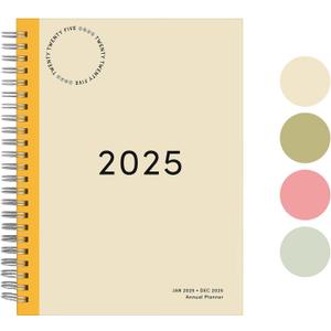 5 PAck Rileys & Co 2025 Simple Weekly Planner - Annual Weekly & Monthly Agenda Planner, Jan - Dec 2025, Hardbound Cover, Notes Pages, Twin-Wire Binding (6 x 8-Inches, Cream)