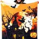 Joiedomi Halloween Blanket Soft Flannel Fleece Throw Blanket Halloween Witch Decoration for Party Sofa Bed Living Room 50"x60"