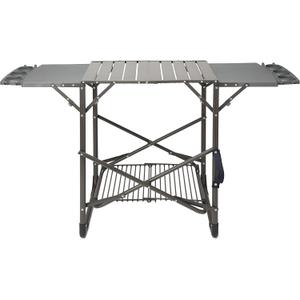 Cuisinart Take Along Grill Stand, Lightweight Portable Folding Table with Side Tables, Cup Holders, Tool Hooks and Storage Shelf, Collapsible Table, No Assembly Required for BBQs and Camping