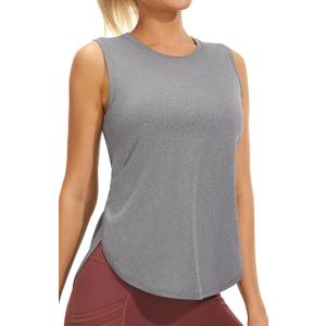 JOYSPELS Ice Silk Workout Tank Tops for Women Cool-Dry Sleeveless Loose Fit Yoga Shirts Athletic (Small, Grey)