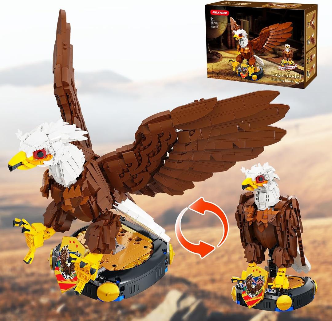2 in 1 Eagle Animals Building Blocks Set 1503 pcs, MOC Eagle Creative Bird Model Compatible with Lego Animal Lover Owl Birds Kit Collectible Gifts Toys Perfect for Adults and Teens Age 14+ Collectors