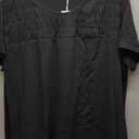 Cap Sleeve Summer Tops for Women Trendy Floral Print Casual V Neck T Shirts Petal Sleeve Blouses (X-Large, Black)