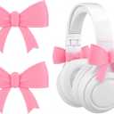 2 Pack Pink Bow Headphone Accessories Cute 3D Printed Bows Coquettish Headset Attachment Gaming Accessories Christmas Gamer Gift for Her Women Gamers Streamers