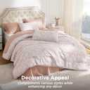 Bedsure Pink Comforter Set Queen, GentleSoft 3 Pieces Breathable Bow Comforter Set Women Girls with 2 Pillow Shams, Cute Queen Bedding Sets Pink Room Decor Aesthetic Bedroom Decor, 90x90 Inches