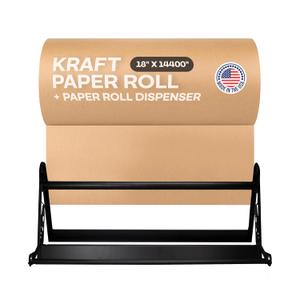 Brown Kraft Paper Jumbo Roll 18" x 14400" (1200 ft) with Dispenser  USA-Made Natural Kraft Paper 30lb Thickness for Packing, Wrapping, Void Filling, Kids' Arts, DIY & School Projects by IDL Packaging