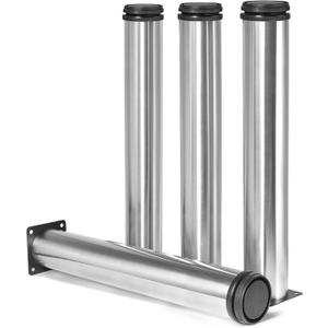 14 Inch Metal Furniture Legs Stainless Steel Adjustable Legs Silver Metal Legs Round Cabinet Legs for Coffee Table Cabinet Desk Sofa Shelves, Pack of 4