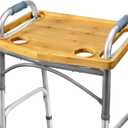 Medical king Walker Tray Table with Cup Holder Mobility Table Tray for Folding Walkers Foldable, Portable Multipurpose Bamboo Tray for Eating, Crafts, Laptops Medical Equipment Accessories - 21x16"