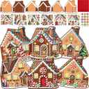 2 x Treasure Cove Christmas Gingerbread Cards Craft Kit DIY Gingerbread House Card Christmas Crafts Kit Make Your Own Gingerbread House Decoration with Stickers for Kids Xmas Holiday Party Decor Supplies 12Pcs