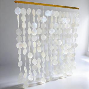 DHHOUSE 24x28 Inch Large Capiz Shell Wall Hanging, Handmade Sea Shell Wall Art with Stainless Steel Rail for Home Decor
