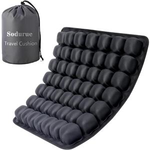 Sodurue Travel Cushion Airplane seat, Airplane seat Cushion for Long Flights, Press Type air Inflatable Wheelchair seat Cushion for Car,Office, Stadium, Ergonomic Comfort Support, Heavy Duty, Black (49 Air Bag)