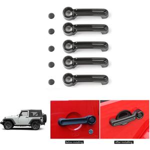 JeCar Door Handle Cover & Tailgate Handle Cover ABS Exterior Trim Kits for 2007-2018 Jeep Wrangler JK JKU/ 2008-2012 Jeep Liberty / 2007-2011 Dodge Nitro, Carbon Fiber Texture (carbon fiber texture-5pcs)