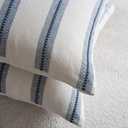 Cethom Boho Throw Pillow Covers 18x18 Set of 2, Navy Blue Striped Decorative Pillow Cases for Couch Chair Bed, Textured Farmhouse Modern Accent Cushion Covers for Living Room Bedroom Sofa Home Decor