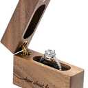 Wooden Engagement Ring Box Small Slim Flat Ring Case for Proposal,Wedding (How about forever)
