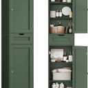 TEENFON Tall Bathroom Cabinet with 2 Doors & 1 Drawer, Narrow Bathroom Storage Cabinet with Adjustable Shelves, for Living Room, Entryway, Kitchen, Forest Green