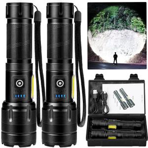Rechargeable LED Flashlights High Lumen,90,000 Lumens Super Bright Flashlight,Powerful Flash Light 7 Modes with COB Work Light Waterproof for Home Outdoor Camping Hiking