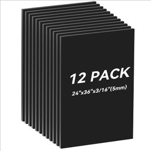 12PACK Black Foam Board 24x36×3/16 inches,5MM Poster Board for DIY Projects Blank Board Perfect for Arts Crafts School Projects Presentation Displays